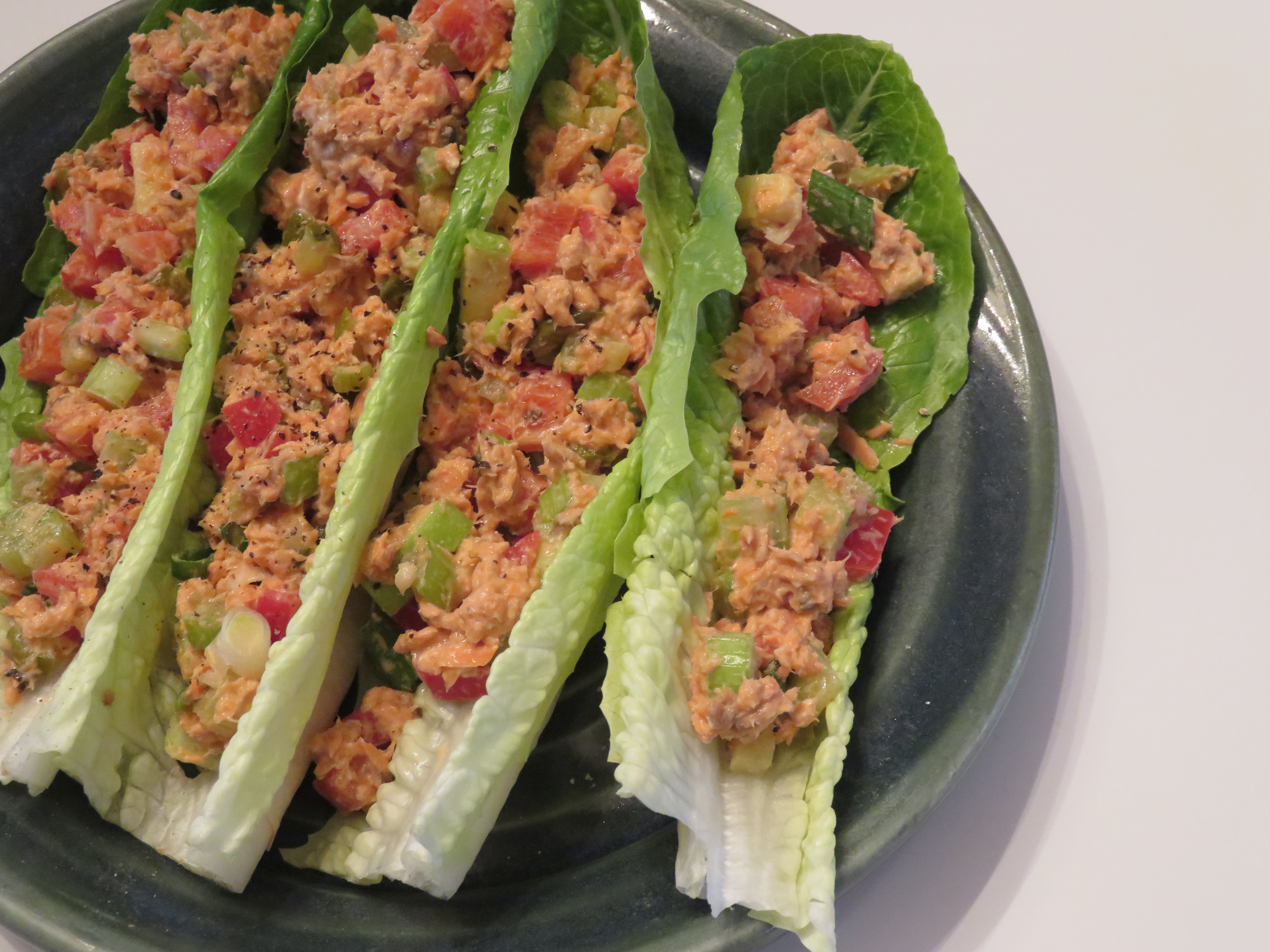 Salmon Salad on lettuce boats - Be Naturally Fit