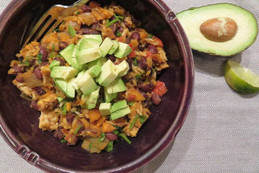 Tempeh, Black Bean and Yam Rice Skillet - Be Naturally Fit