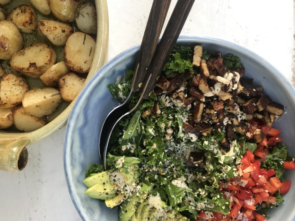 Kale Ceasar Salad with Tempeh